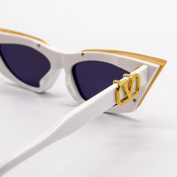 NEW VALENTINO V-GOLDCUT-I VLS-113D WOMEN WHITE SUNGLASSES VALENTINO - Picture 8 of 12
